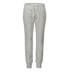 AMO denim classic sweatpants track pants trackies in grey with rose embroidery